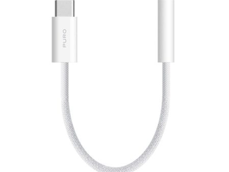 Puro Flettet Adapter USB-C til 3,5 mm Jack - 15 cm - Hvid Sale