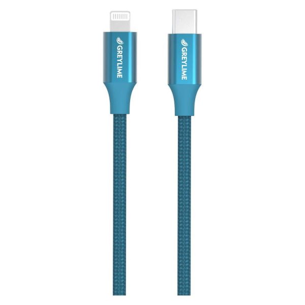 GreyLime 18W Braided USB-C til Lightning Kabel 2 m. - Blå Online