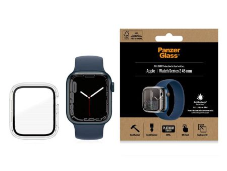 PanzerGlass Apple Watch 9 8 7 (45mm) Full Body Protection Cover + Indbygget Skærmbeskyttelse m. Anti-Bacterial - Gennemsigtig on Sale