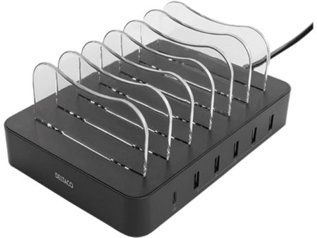 Deltaco Charging Station 6 Port 50W m. 5 x USB-A   1 x USB-C Port - Sort Online