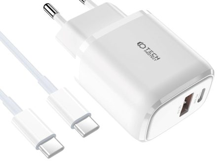 Tech-Protect Network Vægoplader m. 1 x USB-C & 1 x USB-A - Power Delivery - Hvid For Cheap