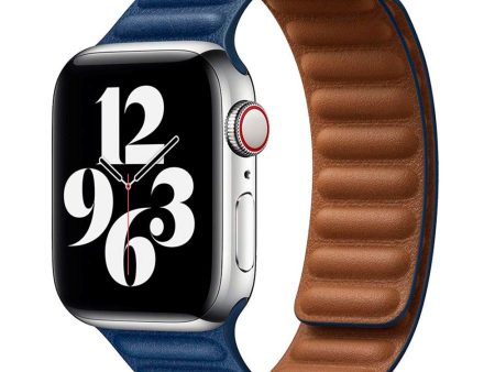 Apple Watch (42 44 SE 45 46 49mm) Lippa Magnetisk Læder Rem - Blå on Sale