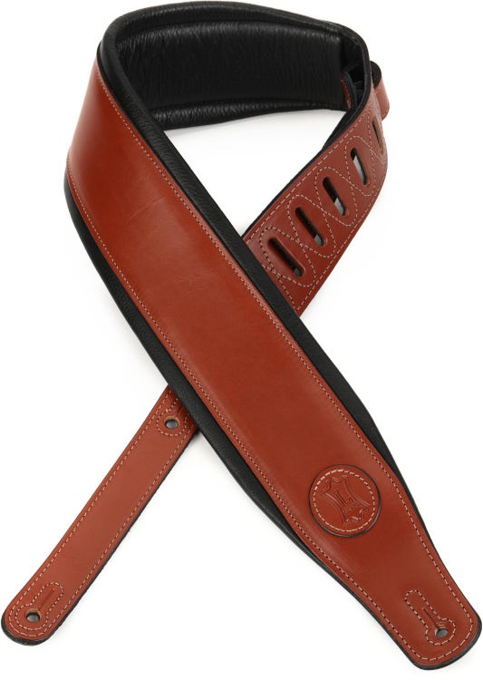 LEVYS PM44T01WAL 3  Padded Veg-tan Leather Guitar Strap, Walnut Color Online Sale