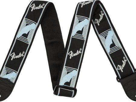 FENDER #0990681502 2  Monogrammed Strap, Black Light Grey Blue Discount