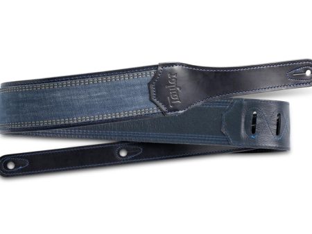 Taylor 430025 2.5  Blue Denim Navy Leather Edges Guitar Strap Sale