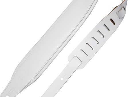 LEVYS M26PDWHTWHT 3   Top Grain Leather Guitar Straps - White Online Sale