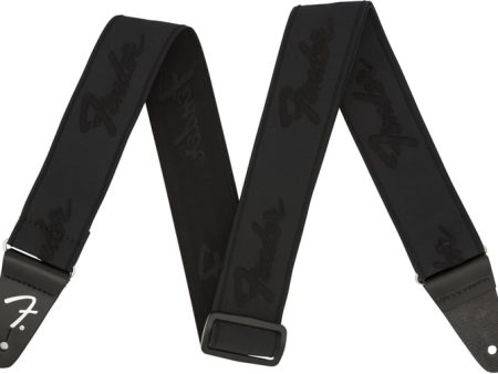 FENDER 0990642076 2  WeighLess Running Logo Strap, Black Black For Discount