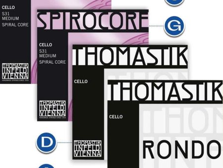 THOMASTIK SPIRONDO Spirocore Tungsten & Rondo Cello Set (RO41 RO42 S32 S33) Online Sale