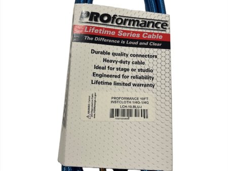 PROformance LCH10BLU 10  Woven Cloth Instrument Cable (Blue) Online now