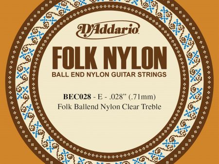 D ADDARIO BEC028 Classical Guitar Single String, Clear Nylon, Ball End, .028 Online Hot Sale