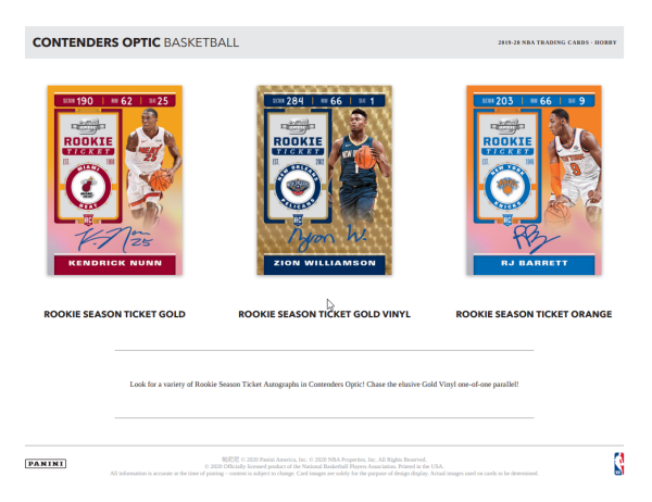 2019 20 Panini Contenders Optic Basketball Hobby Box For Sale